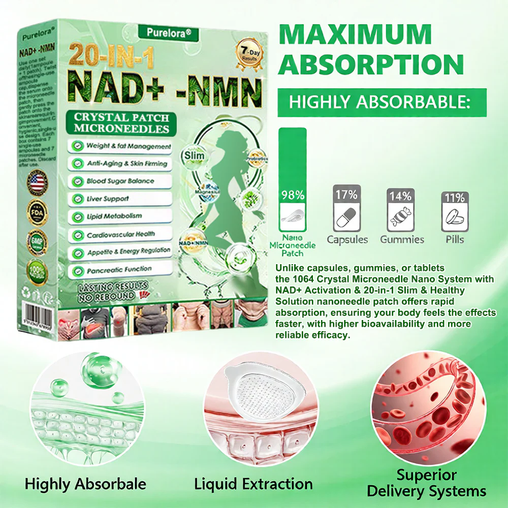 FDA New Product | 🔥Purelora® 1064 Crystal Microneedle Nano System with NAD⁺ Activation & 20-in-1 Slim & Healthy Pacth Solution - Image 6