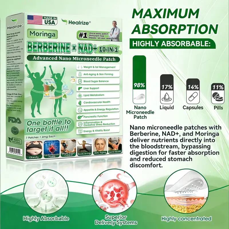 𝗨.𝗦. 𝗙𝗗𝗔 𝗢𝗳𝗳𝗶𝗰𝗶𝗮𝗹 𝗦𝘁𝗼𝗿𝗲 | 🧑‍⚕️🩺 𝐇𝐞𝐚𝐥𝐫𝐢𝐳𝐞® Moringa · Berberine × NAD+ 𝟏𝟎-𝐢𝐧-𝟏 𝐀𝐝𝐯𝐚𝐧𝐜𝐞𝐝 𝐍𝐚𝐧𝐨 𝐌𝐢𝐜𝐫𝐨𝐧𝐞𝐞𝐝𝐥𝐞 𝐏𝐚𝐭𝐜𝐡 — 𝐎𝐧𝐜𝐞 𝐃𝐚𝐢𝐥𝐲, 𝐕𝐢𝐬𝐢𝐛𝐥𝐞 𝐑𝐞𝐬𝐮𝐥𝐭𝐬 𝐢𝐧 𝟕 𝐃𝐚𝐲𝐬 - Image 9