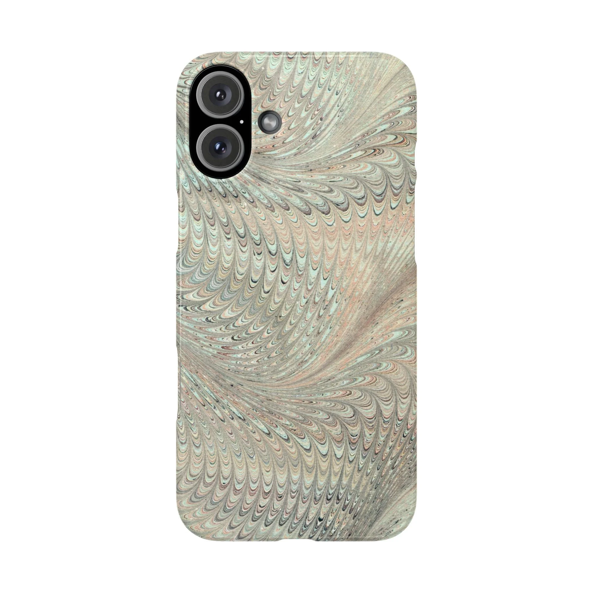 Marbled VIntage Design, Italian Feather Phone Case, Green Hues, Mint, Beige, Neutrals, Slim Phone Cases, IPHONE16 and all sizes - Image 27