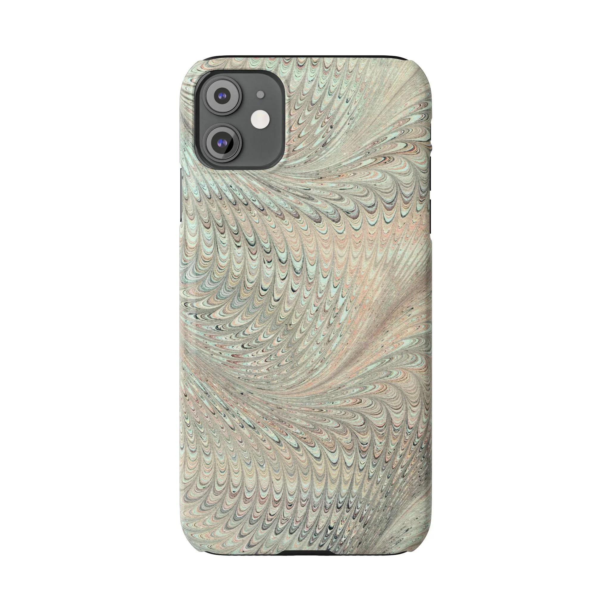 Marbled VIntage Design, Italian Feather Phone Case, Green Hues, Mint, Beige, Neutrals, Slim Phone Cases, IPHONE16 and all sizes - Image 32