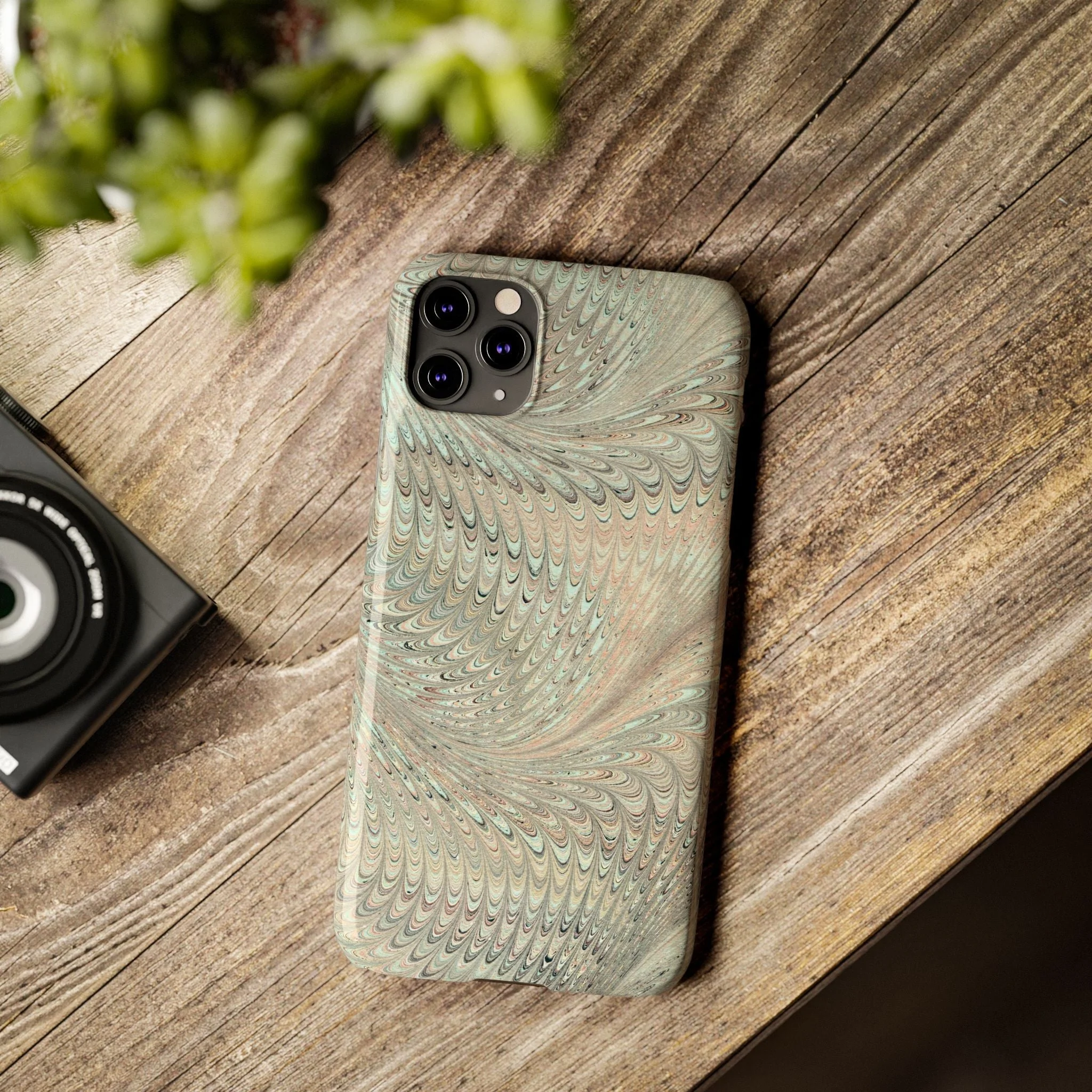 Marbled VIntage Design, Italian Feather Phone Case, Green Hues, Mint, Beige, Neutrals, Slim Phone Cases, IPHONE16 and all sizes - Image 40