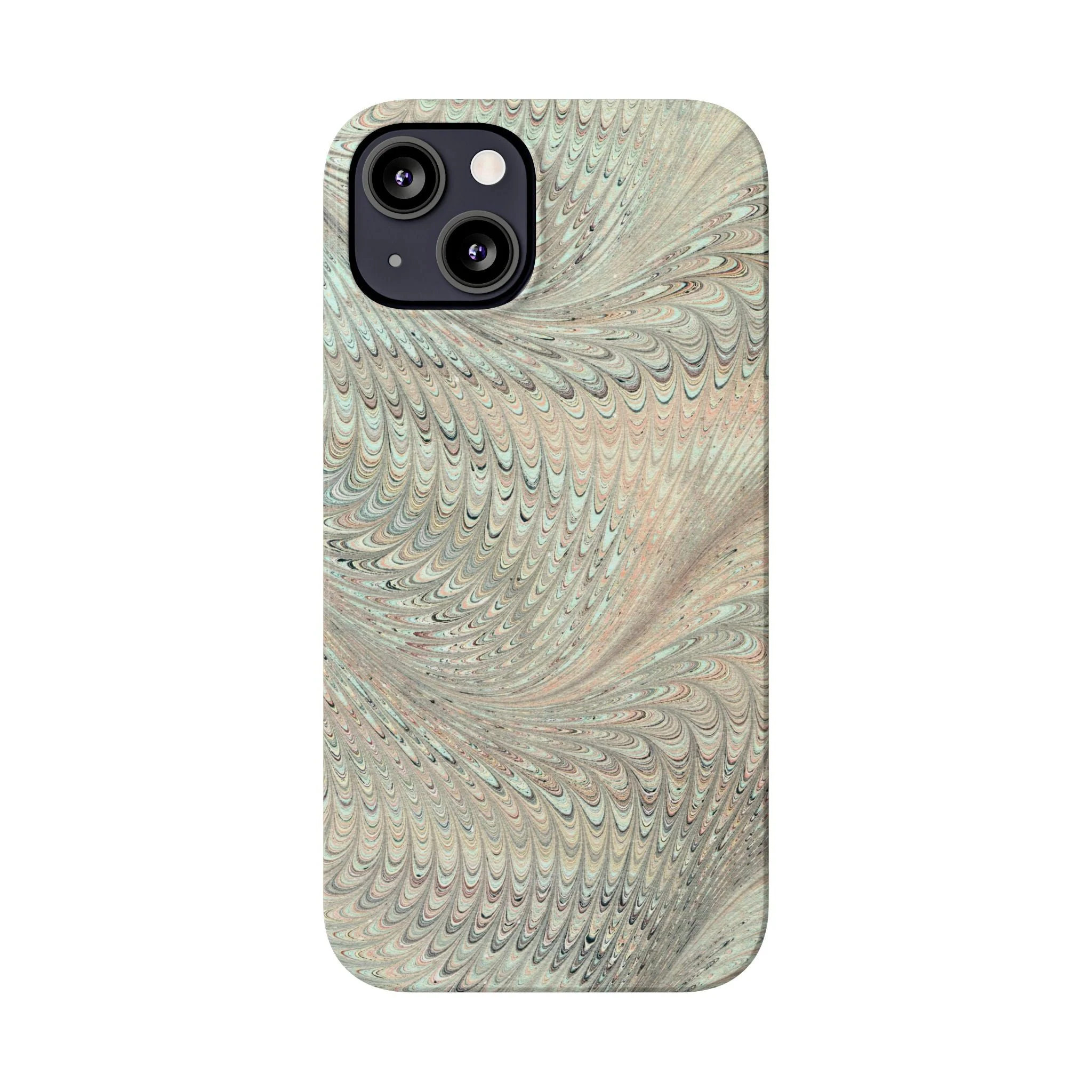 Marbled VIntage Design, Italian Feather Phone Case, Green Hues, Mint, Beige, Neutrals, Slim Phone Cases, IPHONE16 and all sizes - Image 41