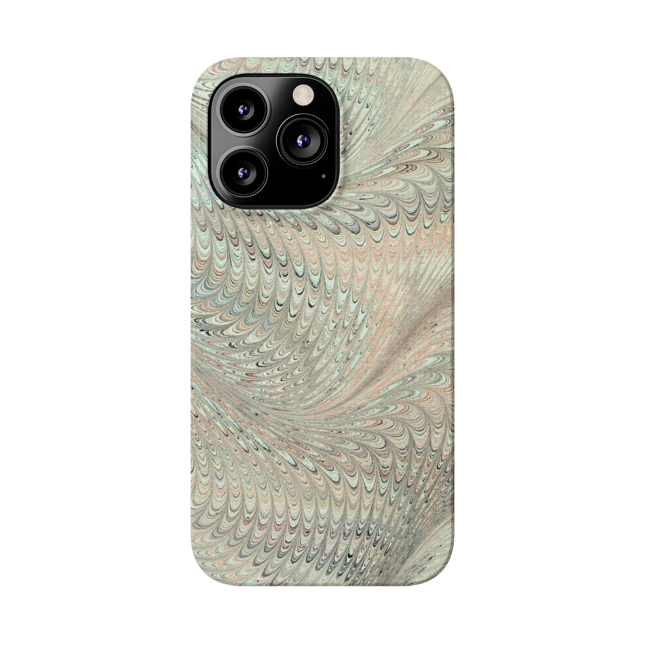 Marbled VIntage Design, Italian Feather Phone Case, Green Hues, Mint, Beige, Neutrals, Slim Phone Cases, IPHONE16 and all sizes - Image 47