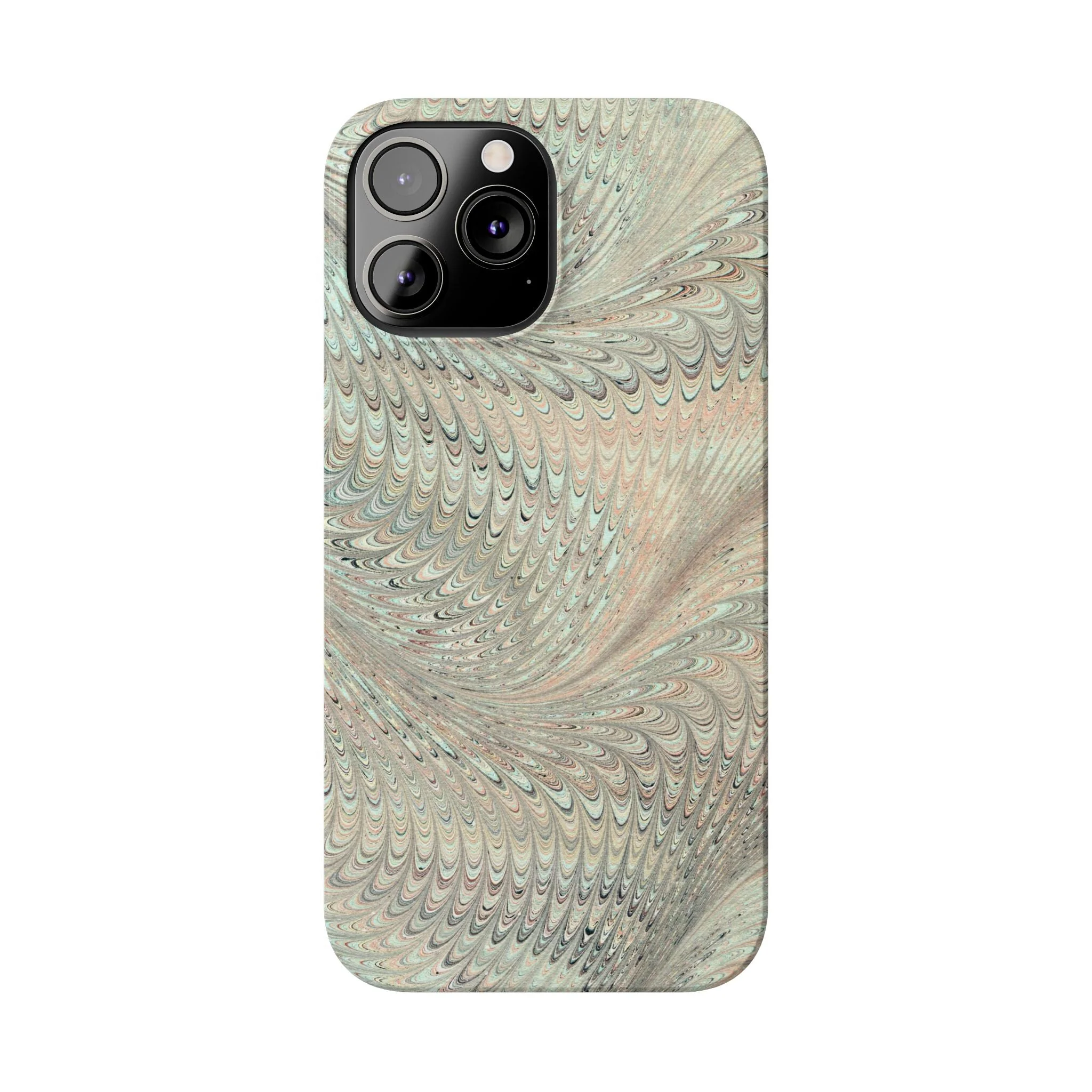 Marbled VIntage Design, Italian Feather Phone Case, Green Hues, Mint, Beige, Neutrals, Slim Phone Cases, IPHONE16 and all sizes - Image 50