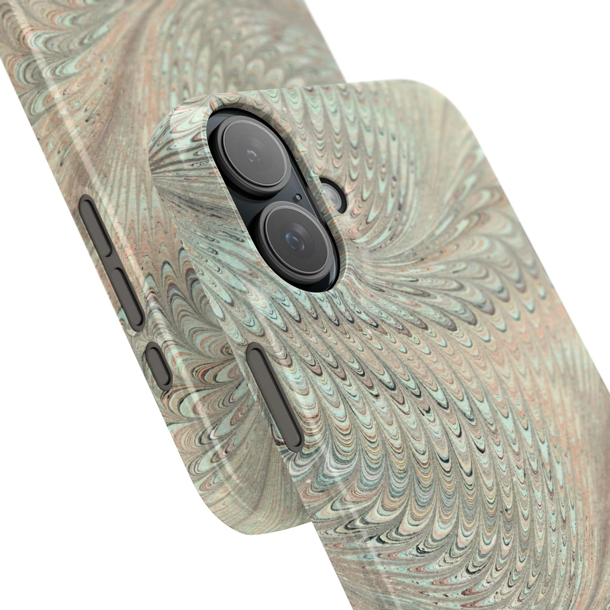 Marbled VIntage Design, Italian Feather Phone Case, Green Hues, Mint, Beige, Neutrals, Slim Phone Cases, IPHONE16 and all sizes - Image 78