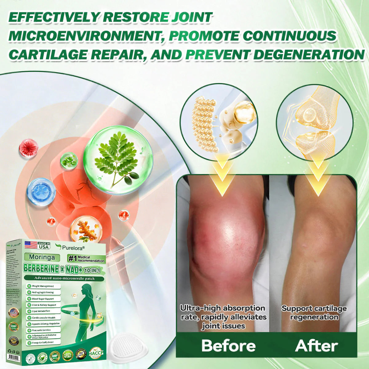 🔥New Arrival |Purelora® Moringa Berberine × NAD⁺ 10-in-1 Nano Microneedle Patch (Just once daily, visible changes in 7 days) ✅ Supports weight management, loose skin, diabetes care, sleep apnea, joint comfort, and more - Image 9