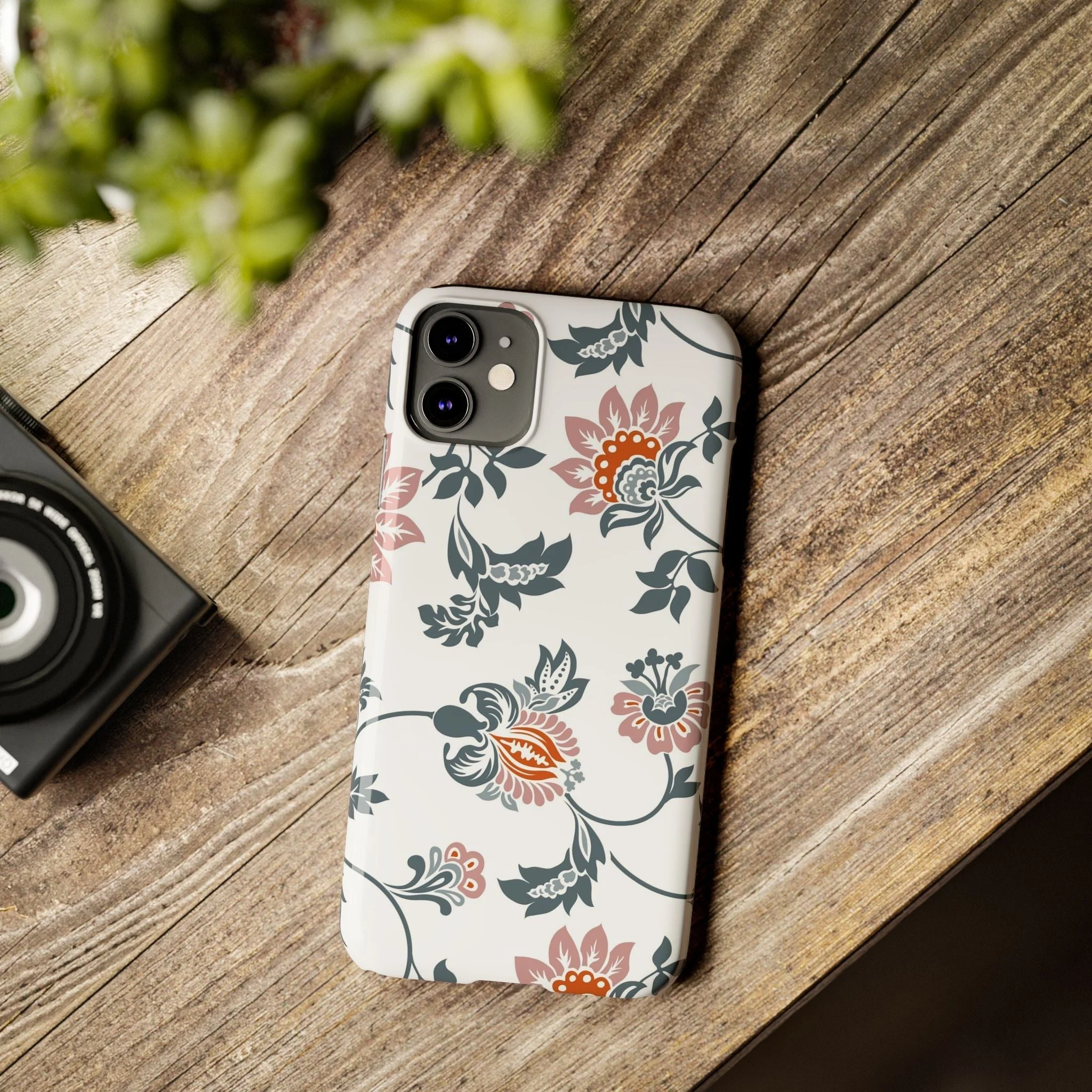Pink and Green Flower Pattern, Floral Slim Phone Cases, Case-Mate IPHONE16 and all sizes - Image 34