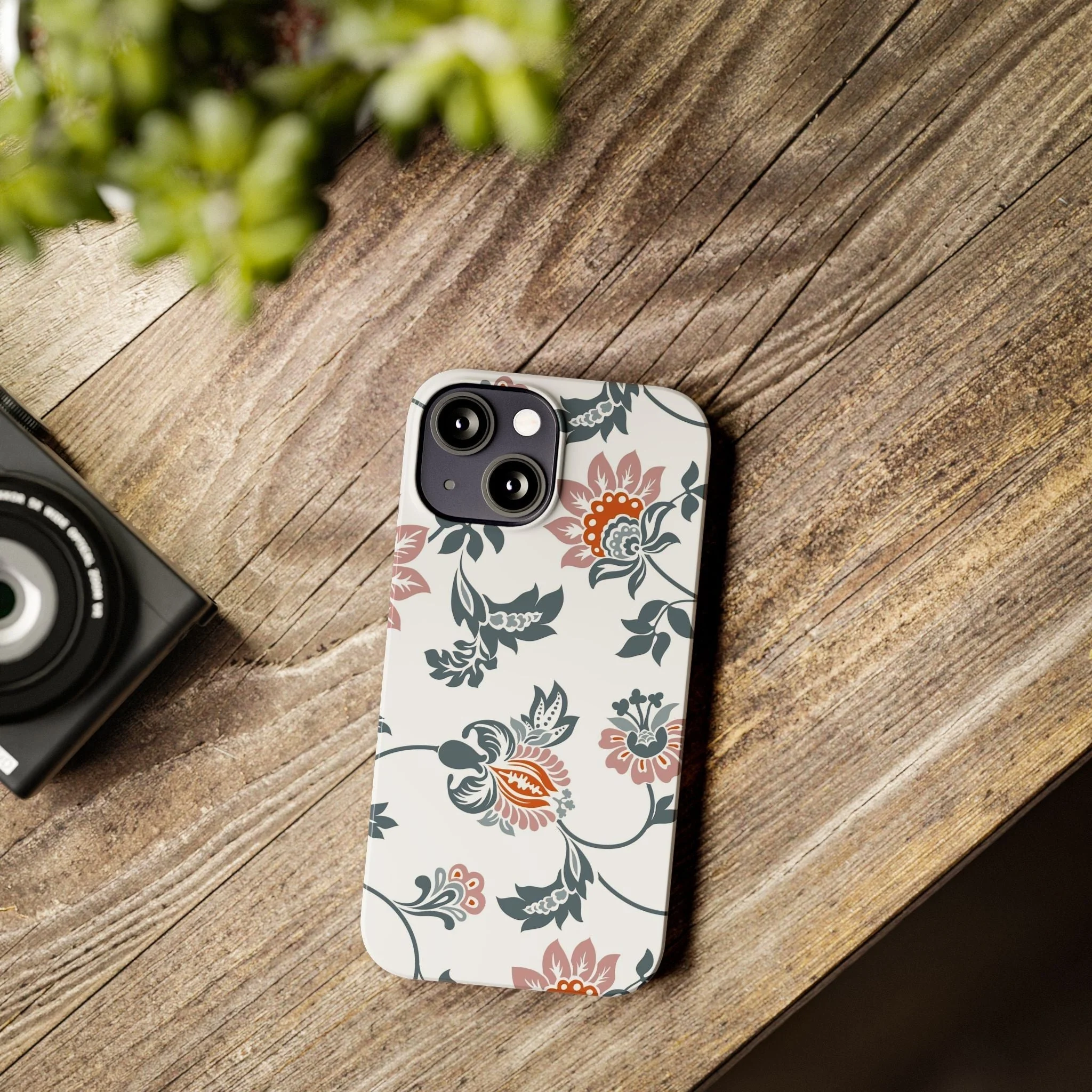 Pink and Green Flower Pattern, Floral Slim Phone Cases, Case-Mate IPHONE16 and all sizes - Image 46