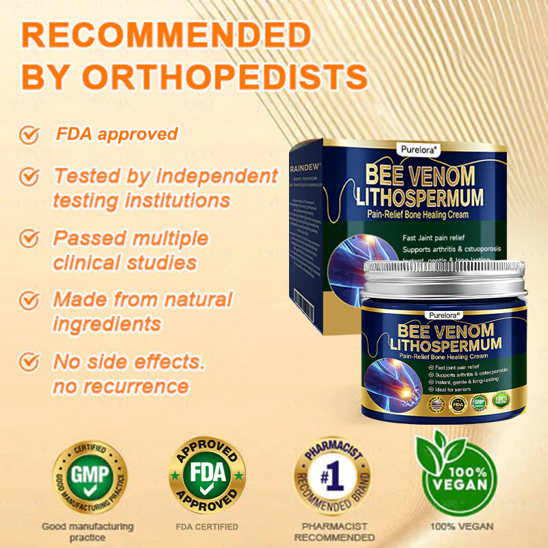𝗙𝗗𝗔 𝗖𝗲𝗿𝘁𝗶𝗳𝗶𝗲𝗱 · 𝗢𝗳𝗳𝗶𝗰𝗶𝗮𝗹 𝗦𝘁𝗼𝗿𝗲 | Purelora®🔥 BEE VENOM LITHOSPERMUM Pain-Relief Bone Healing Cream 👑👑(Specially for older adults) - Image 14