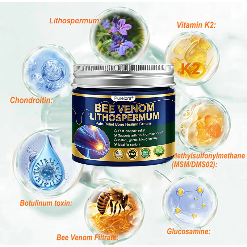 𝗙𝗗𝗔 𝗖𝗲𝗿𝘁𝗶𝗳𝗶𝗲𝗱 · 𝗢𝗳𝗳𝗶𝗰𝗶𝗮𝗹 𝗦𝘁𝗼𝗿𝗲 | Purelora®🔥 BEE VENOM LITHOSPERMUM Pain-Relief Bone Healing Cream 👑👑(Specially for older adults) - Image 16