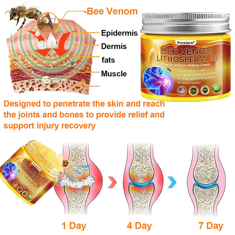 🔥New Arrival🐝Purelora® Bee Venom & Lithospermum Comfort Cream When Walking, Standing or Sleeping Hurts — Daily Pain Relief & Bone Comfort for Older Adults - Image 4